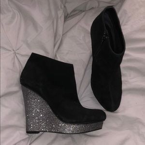 Dolce Vita black suede ankle boots glitter heel size 8